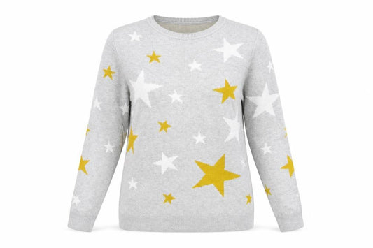 Front view of F&F women’s grey geometric jumper, size UK 6