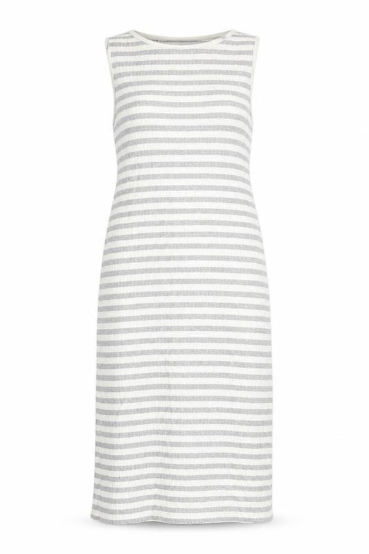 Front view of Marks & Spencer women’s grey striped a-line, size UK 12