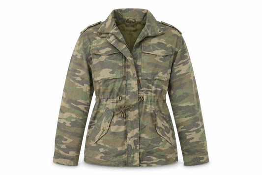 Front view of Atmosphere women’s green geometric jacket coat, size UK 4