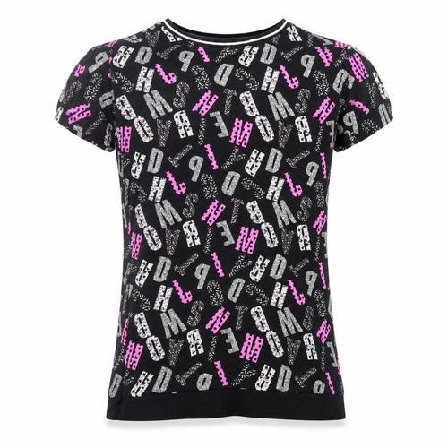 F&F Girls Black Floral  Basic T-Shirt Size 8-9 Years