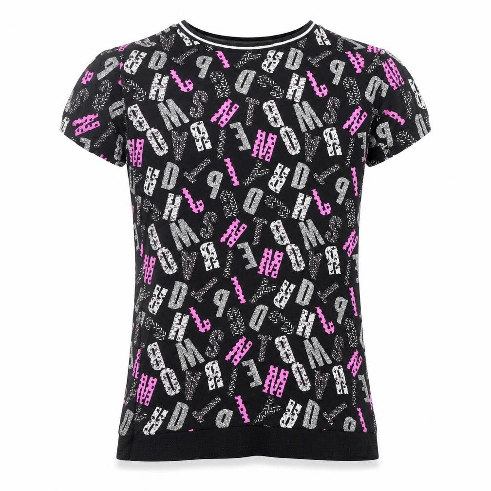 F&F Girls Black Floral  Basic T-Shirt Size 8-9 Years