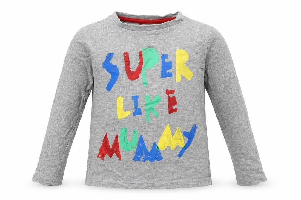 Front view of Tu boys’ grey basic t-shirt, size 18-24, months