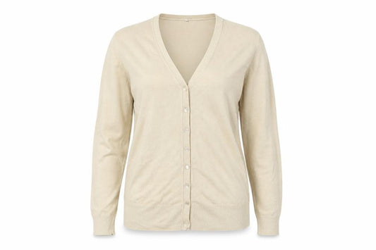 Front view of BHS women’s beige jumper, size UK 12