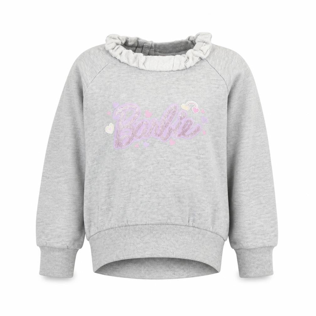 Front view of Preworn girls’ grey jumper, size 4, years - barbie