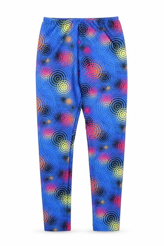 Front view of Preworn women’s blue geometric capri leggings, size XS, 24-inch leg -, size UK 2