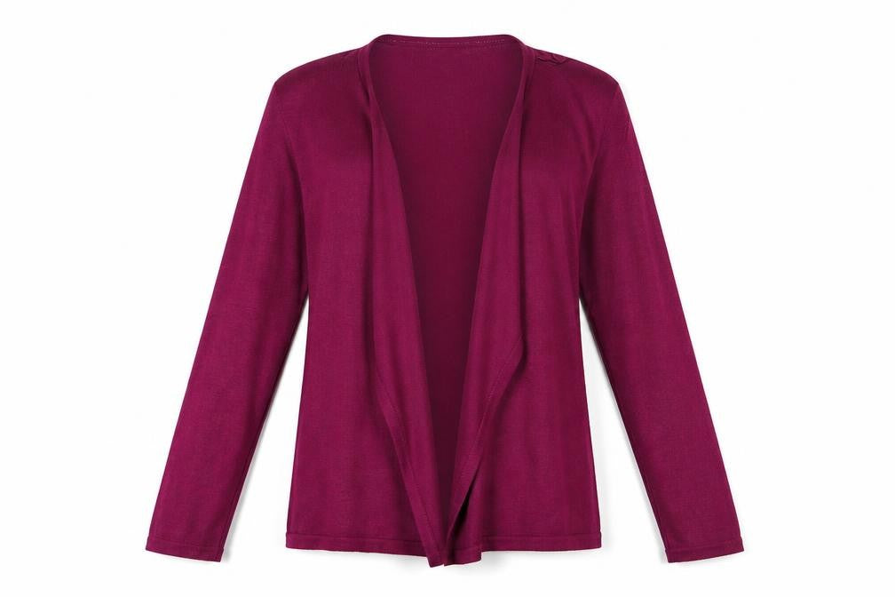 Front view of Tu women’s purple cardigan jumper, size UK 10