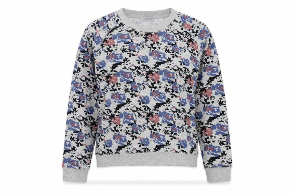 Front view of Loungewear women’s grey floral jumper, size M