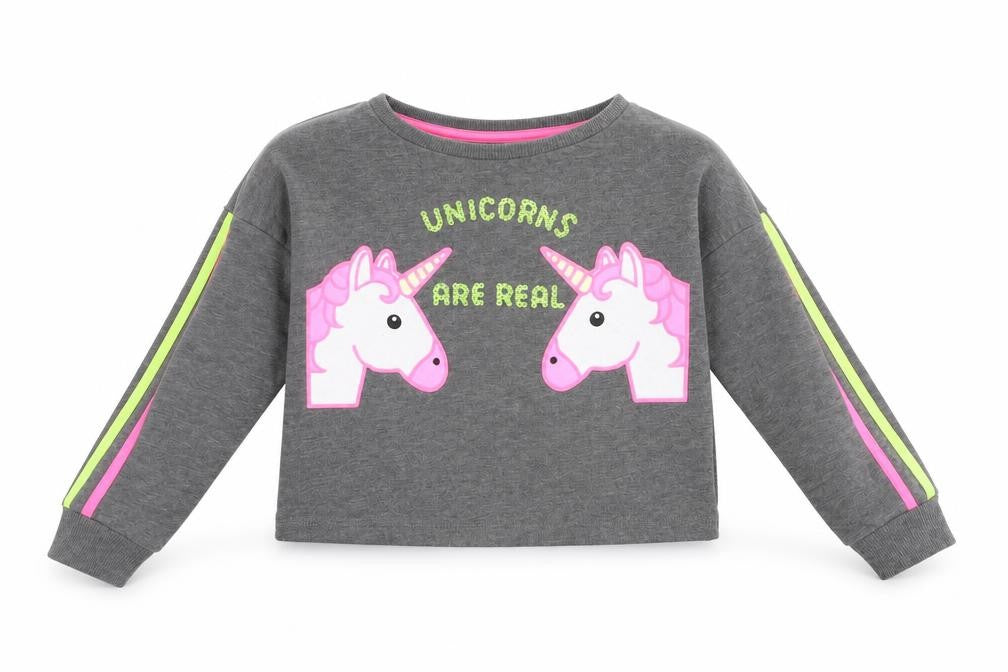 Front view of Primark girls’ grey pullover sweatshirt, size 8-9, years - cropped
