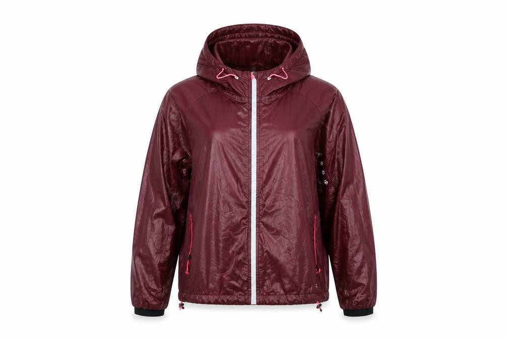 Front view of H&M women’s purple rain coat jacket, size XS