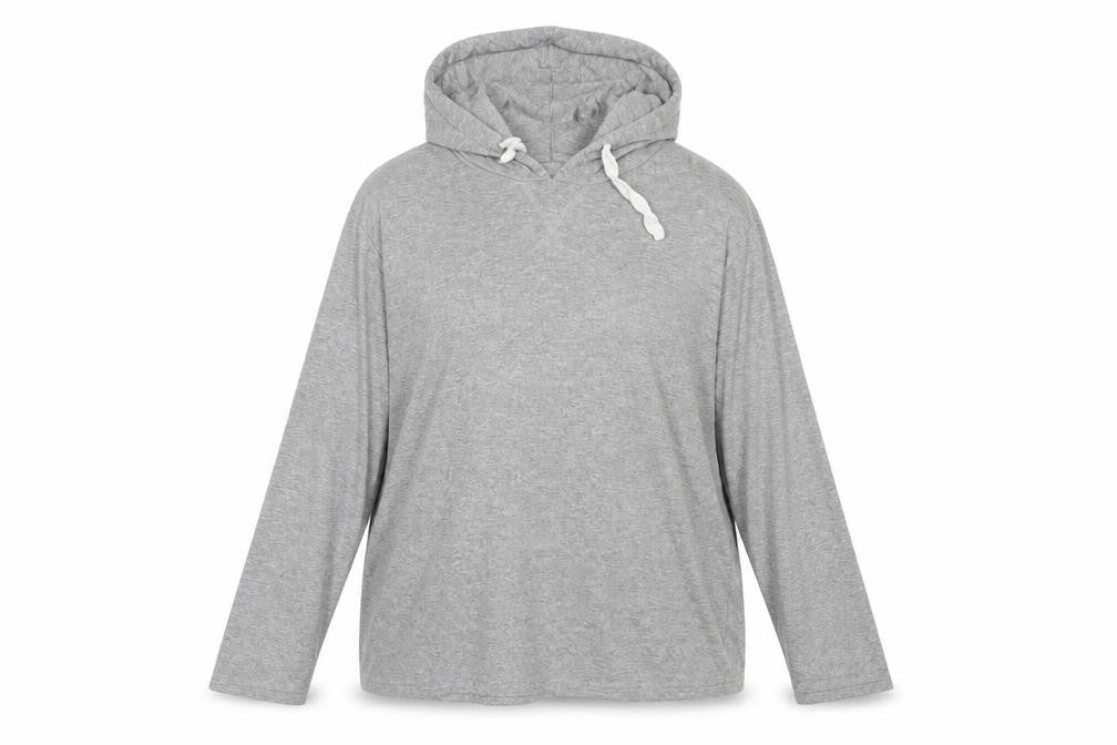 Front view of Lounge women’s grey pullover hoodie, size 2XL