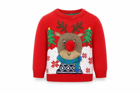 Front view of F&F Baby Red jumper, size 0-3, Months