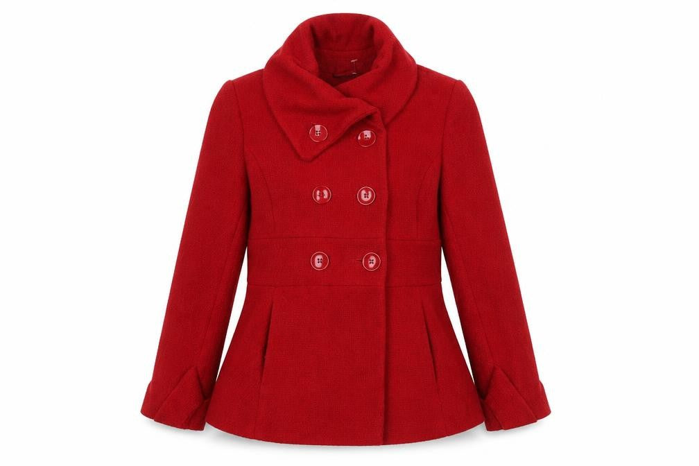 Front view of Debenhams women’s red jacket, size UK 10