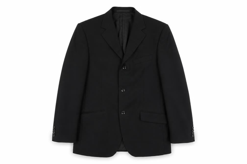 Front view of Remus Uomo men’s black jacket suit jacket, size 38