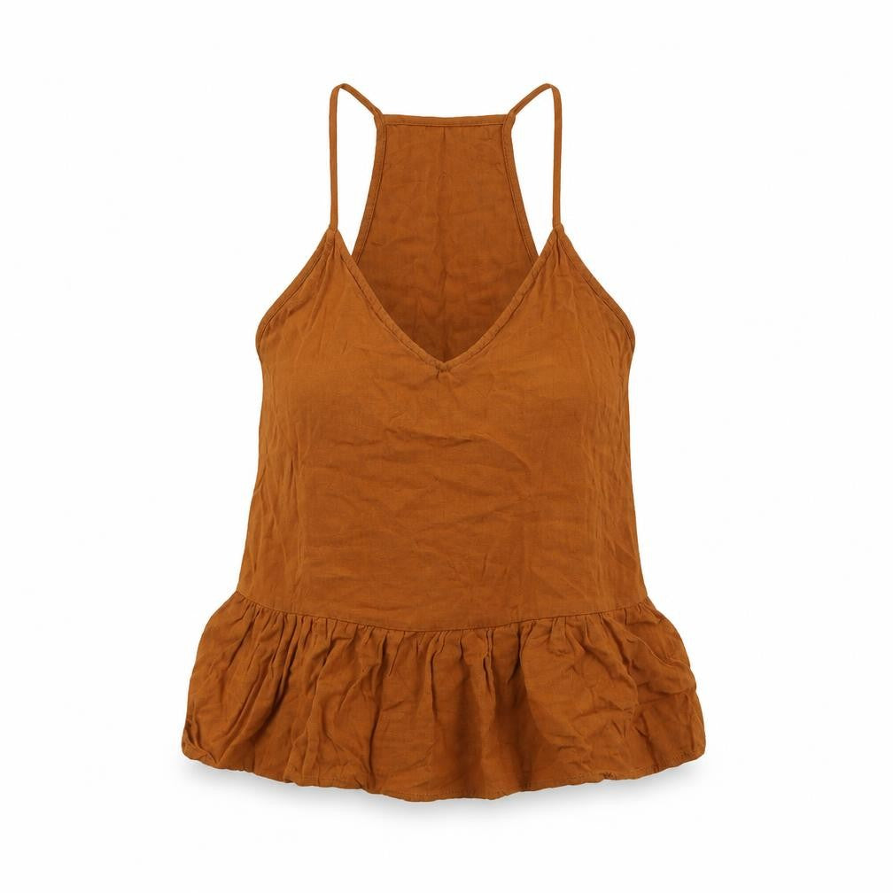 Front view of New Look women’s brown basic t-shirt, size UK 10