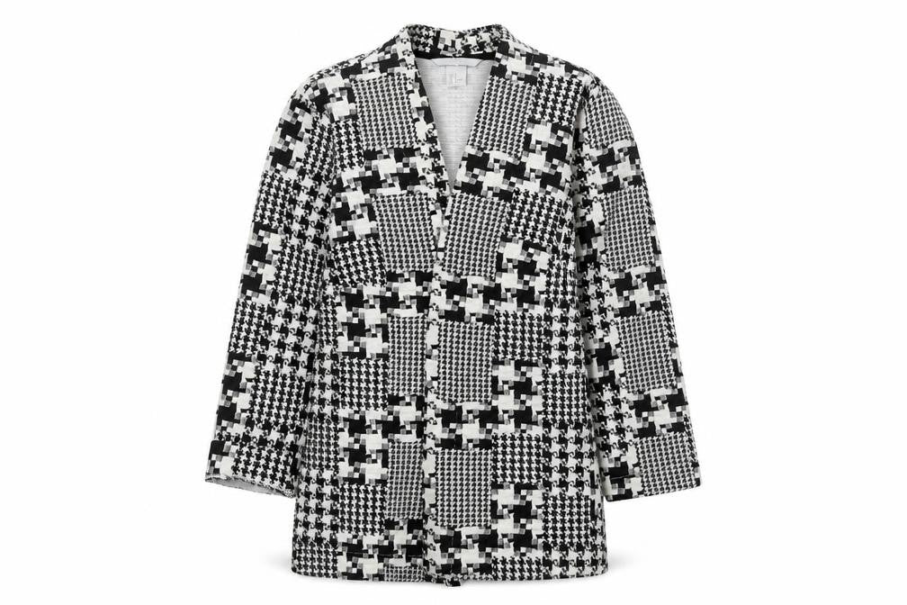 Front view of H&M women’s white jacket, size S
