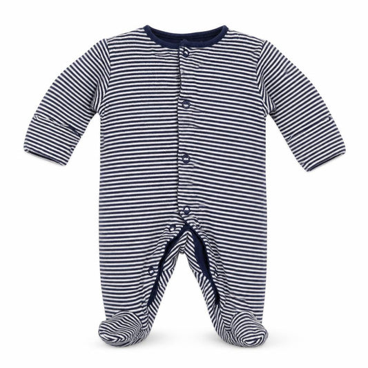 Front view of Next Baby Black Striped Babygrow One-Piece, size 0-3, Months
