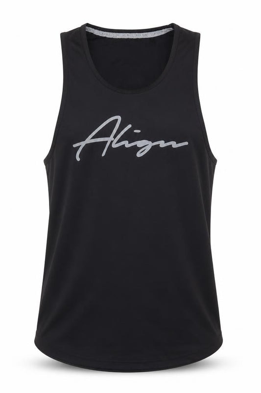 Front view of Align men’s black basic tank, size XS