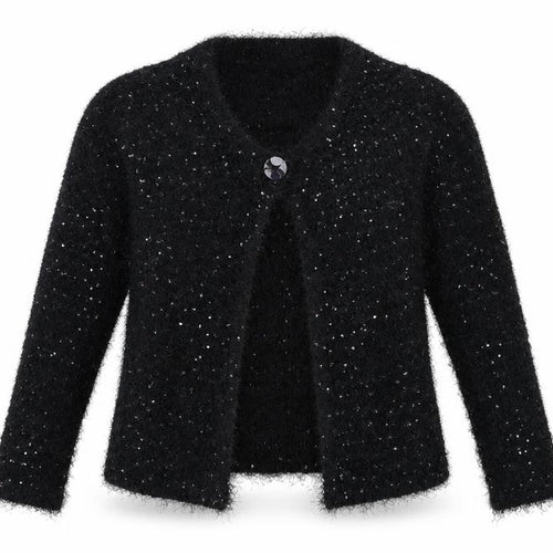 Angelina Womens Black  Knit Cardigan Jumper Size M