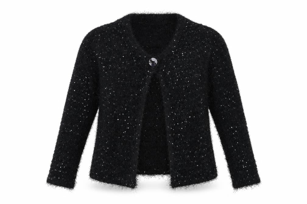 Angelina Womens Black  Knit Cardigan Jumper Size M