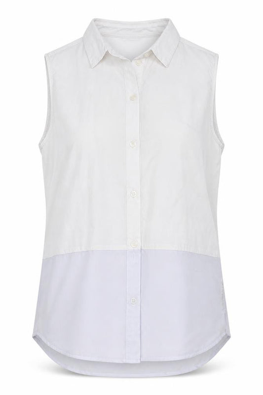 Front view of ASOS women’s white basic button-up, size UK 8