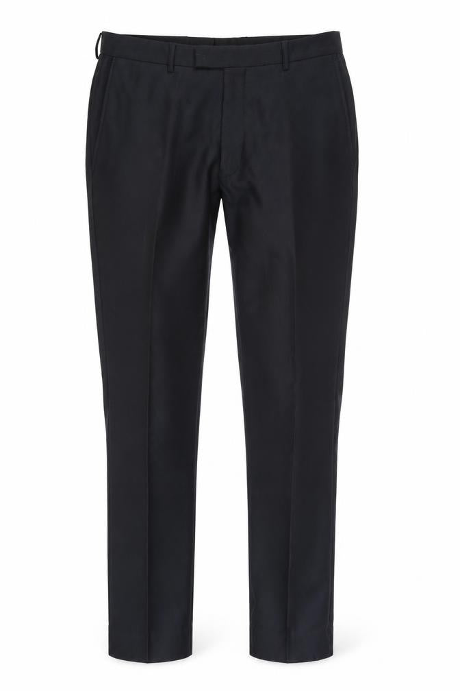 Front view of Ventuno 21 men’s blue trousers, size 32, in, 29-inch leg