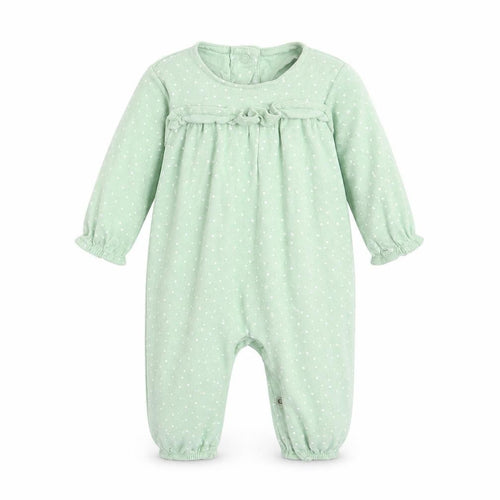 Marks and Spencer Girls Green Polka Dot  Babygrow One-Piece Size 3-6 Months  - FRILLED FRONT