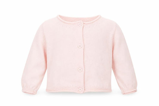 Front view of Gap girls’ pink cardigan jumper, size 6-9, months