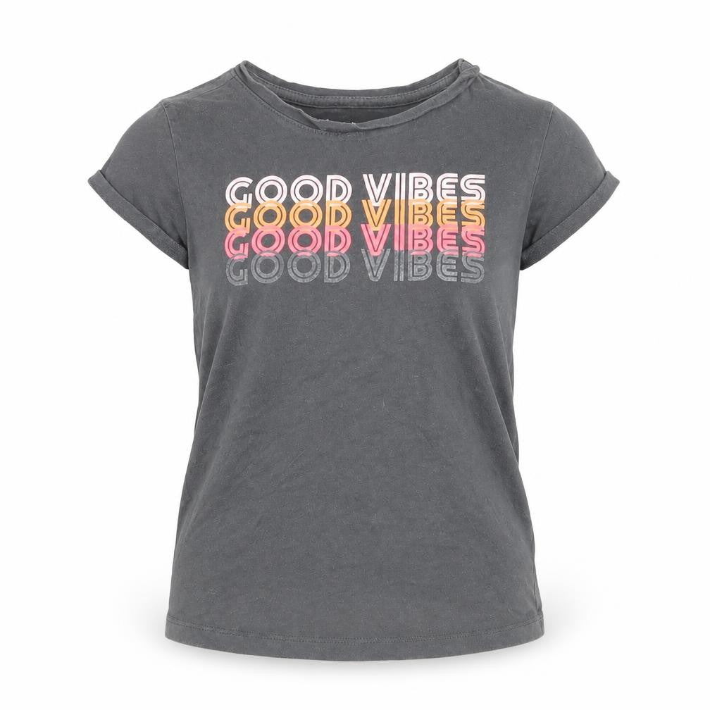 Front view of Gap girls’ grey basic t-shirt, size S