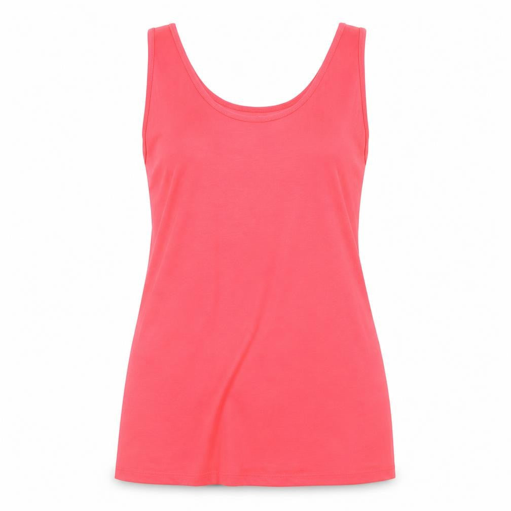 Front view of F&F women’s red basic tank, size UK 16