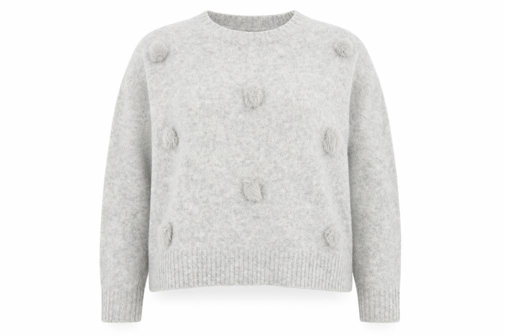 Front view of Primark women’s grey knit jumper, size UK 16