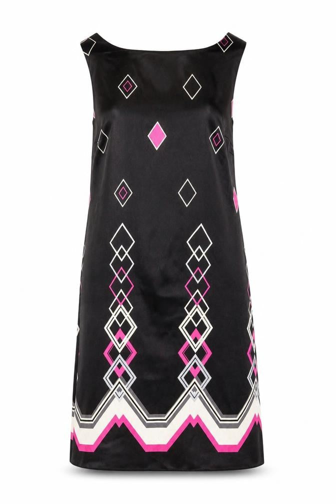 Front view of Marina Kaneva women’s black polka dot fit & flare, size UK 10