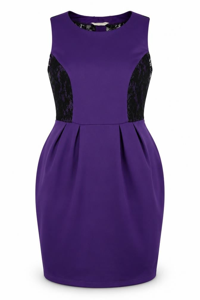 Dorothy Prkins Womens Purple Colourblock  A-Line  Size 16
