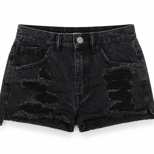 Pull&Bear Womens Black Colourblock  Bermuda Shorts Size 4 - distressed
