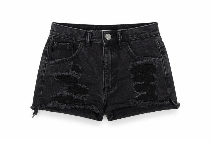 Pull&Bear Womens Black Colourblock  Bermuda Shorts Size 4 - distressed