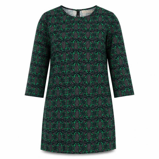 Front view of Traffic People women’s green geometric a-line, size S