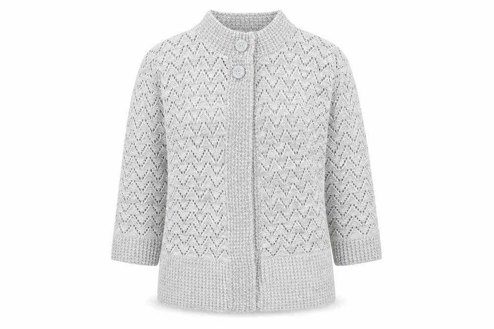 Front view of Pure & Natural women’s grey cardigan jumper, size M