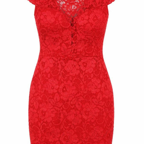Cameo Rose Womens Red Floral Lace Bodycon  Size L