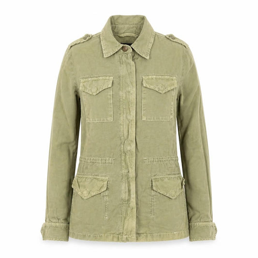 Front view of Topshop women’s green jacket, size UK 8