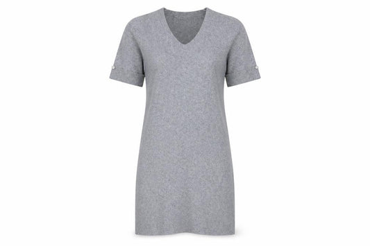 Front view of M&V women’s grey jumper dress, size M
