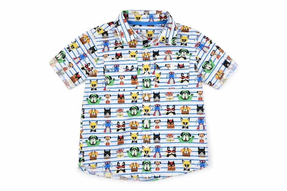 Front view of Tu girls’ white striped basic button-up, size 4, years - animal