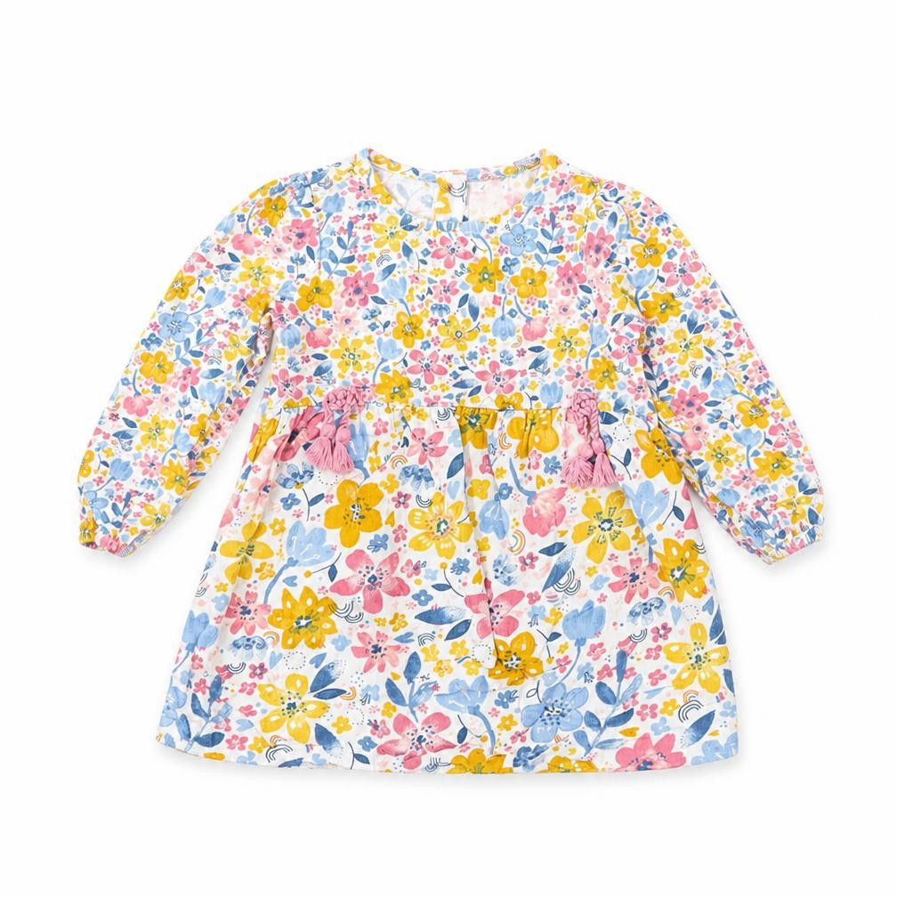 Front view of Tu girls’ white floral fit & flare, size 18, months
