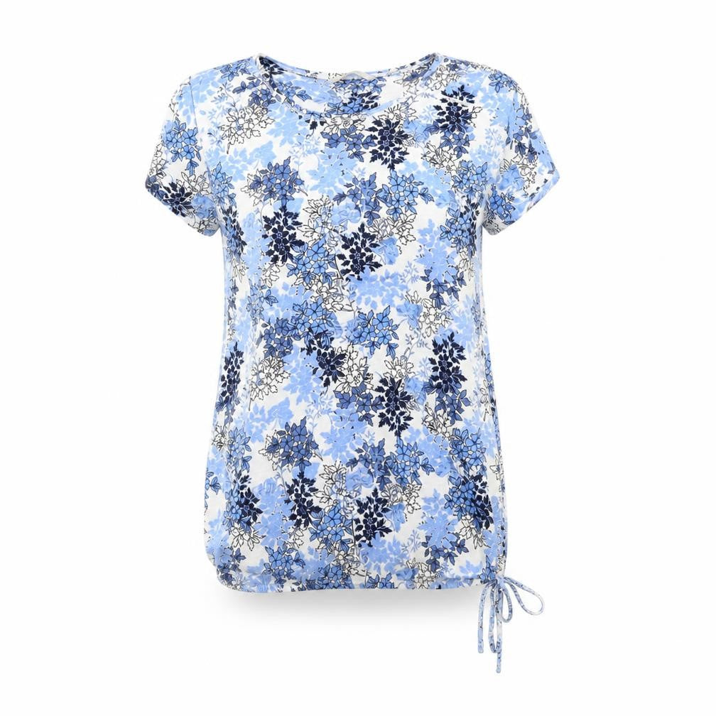 Front view of George women’s blue floral basic blouse, size UK 8
