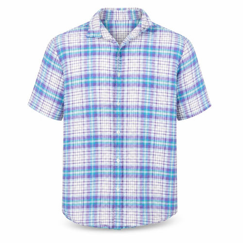 John Lewis Mens Purple Plaid   Button-Up Size L