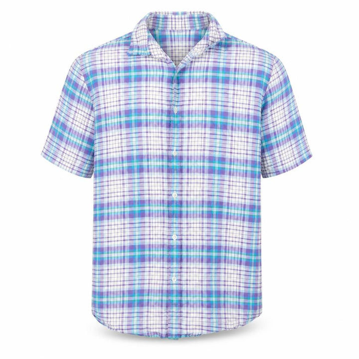 John Lewis Mens Purple Plaid   Button-Up Size L
