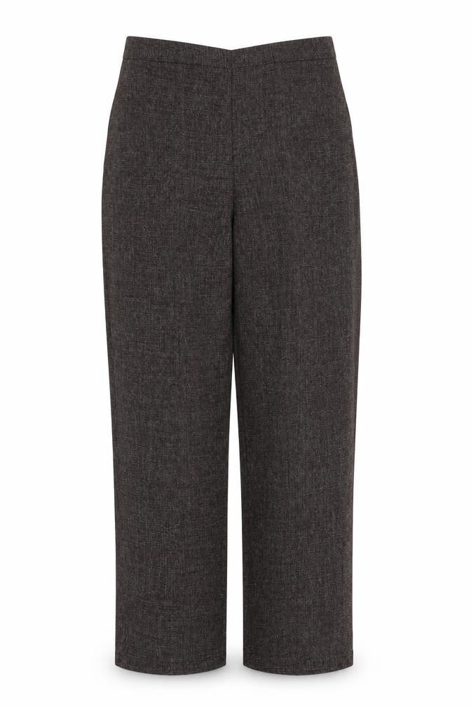 Front view of Preworn women’s brown trousers, size UK 10, 25-inch leg