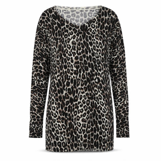 Front view of Select women’s black animal print shift, size UK 14