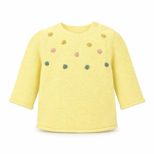 Front view of George girls’ yellow knit jumper, size 0-3, months