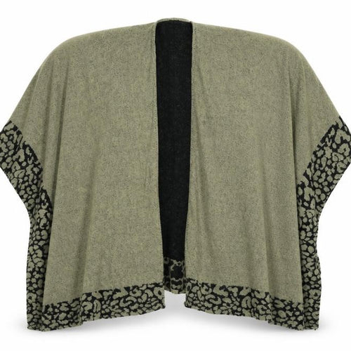 Preworn Womens Brown Animal Print Knit Jacket Poncho One Size