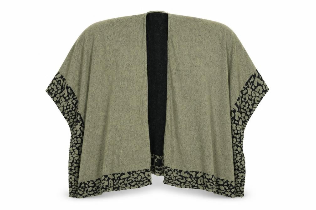 Preworn Womens Brown Animal Print Knit Jacket Poncho One Size