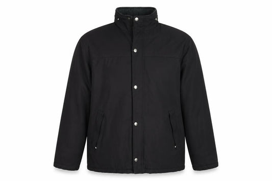 Front view of Outdoor View men’s black jacket, size M
